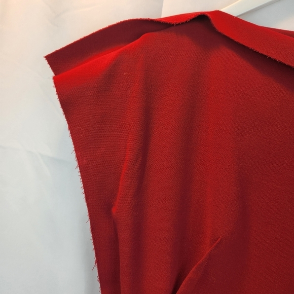 Lanvin Red Wool Raw Seam Asymmetric Dress size 12(44fr) in EUC - Picture 7 of 16